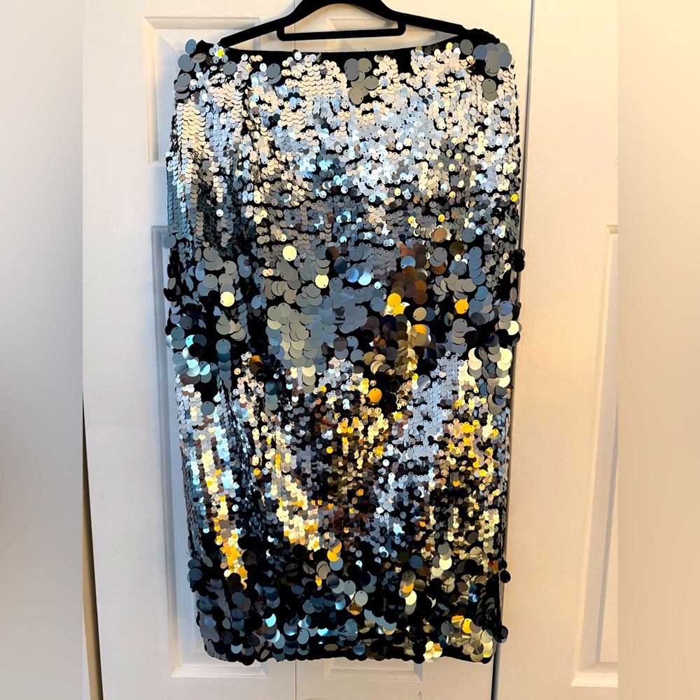 Sequin Embellished Skirt - Black and Silver